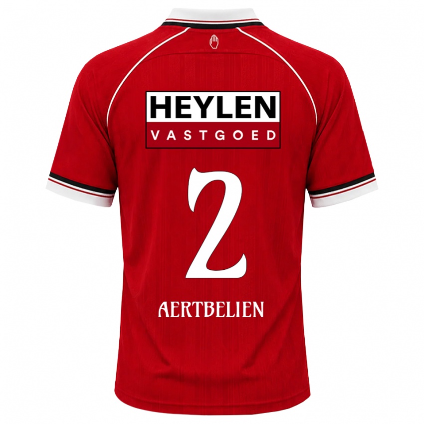 ילדים Lukas Aertbeliën #2 אדום לבן שחור ג'רזי ביתית 2026/27 חולצה קצרה