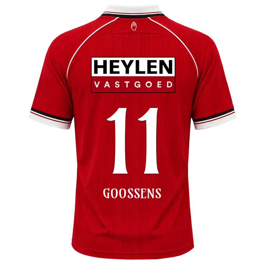ילדים Mattias Goossens #11 אדום לבן שחור ג'רזי ביתית 2026/27 חולצה קצרה