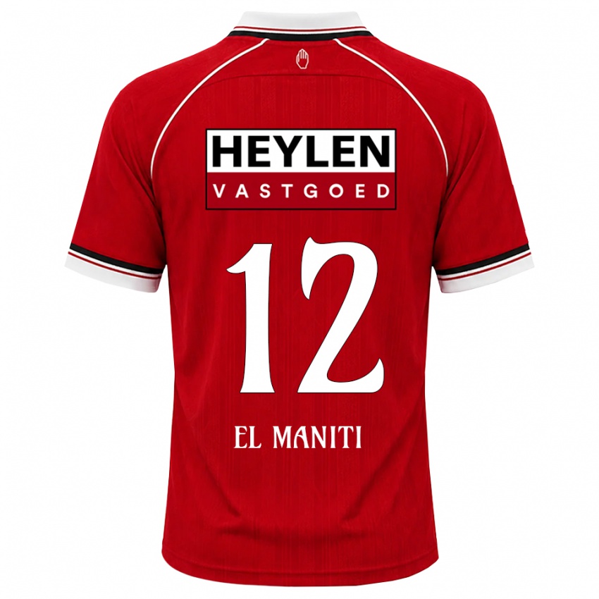 ילדים Naoufal El Maniti #12 אדום לבן שחור ג'רזי ביתית 2026/27 חולצה קצרה