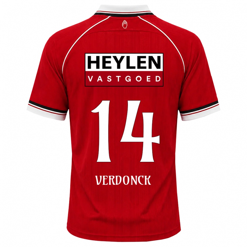 ילדים Dries Verdonck #14 אדום לבן שחור ג'רזי ביתית 2026/27 חולצה קצרה