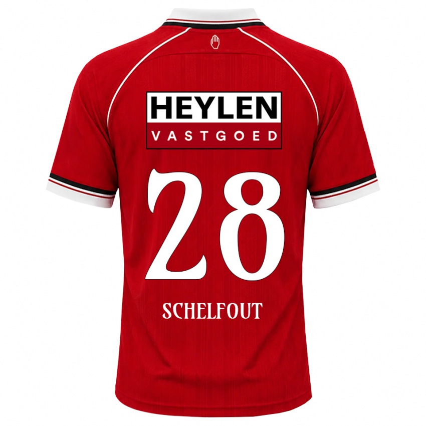 ילדים Luca Schelfout #28 אדום לבן שחור ג'רזי ביתית 2026/27 חולצה קצרה