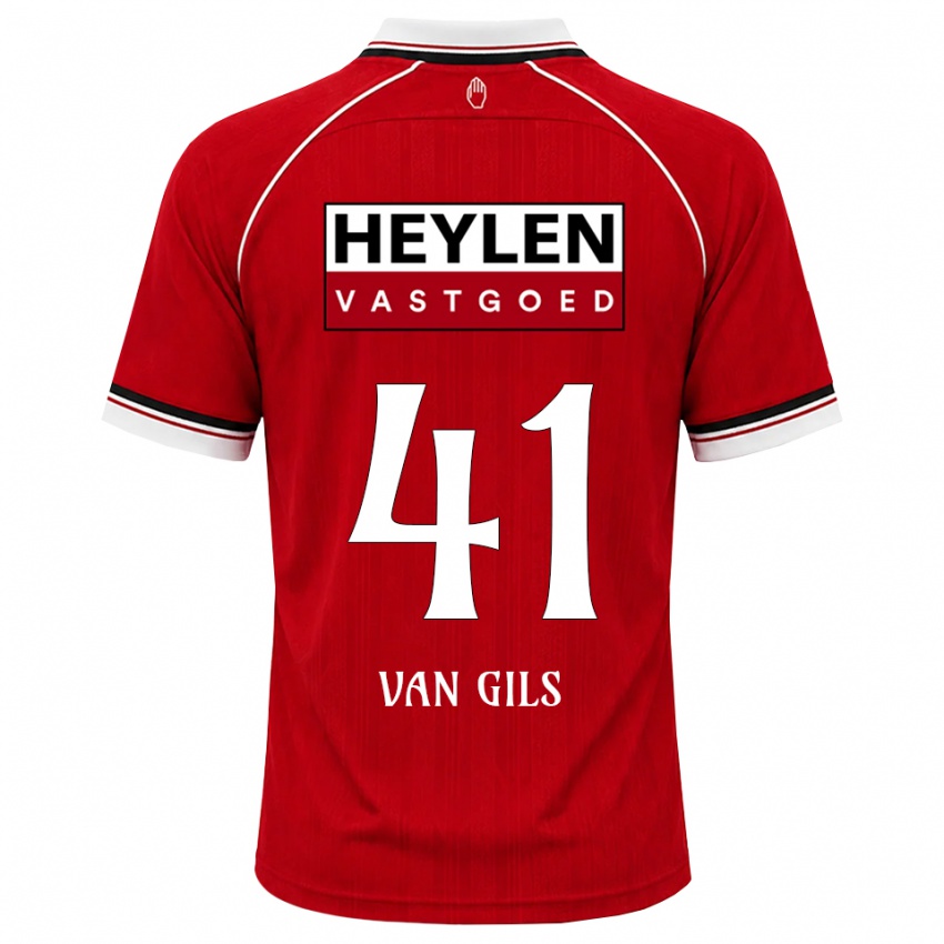 ילדים Mathis Van Gils #41 אדום לבן שחור ג'רזי ביתית 2026/27 חולצה קצרה