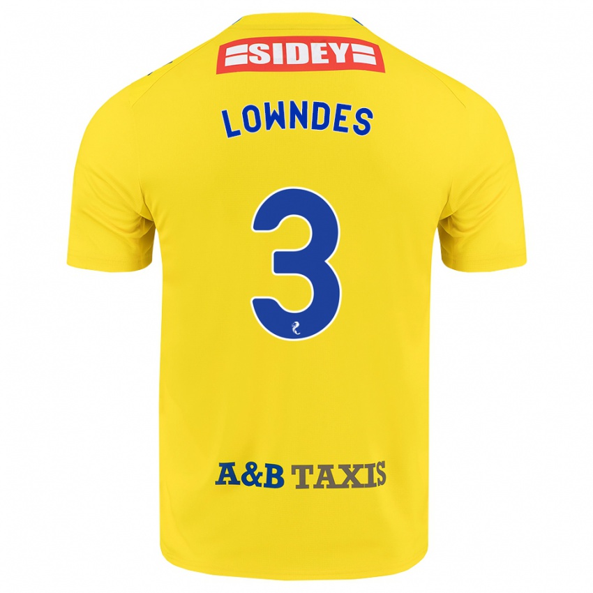 ילדים Thomas Lowndes #3 צהוב כחול שחור הרחק ג'רזי 2026/27 חולצה קצרה