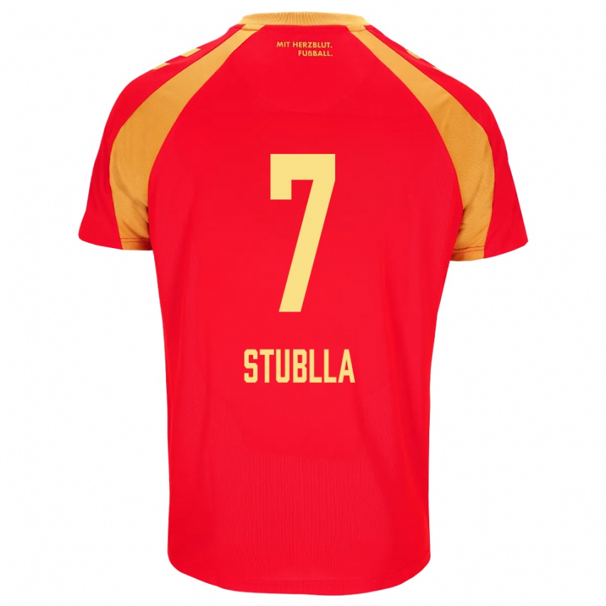 ילדים Shkrep Stublla #7 אדום כתום שחור הרחק ג'רזי 2026/27 חולצה קצרה