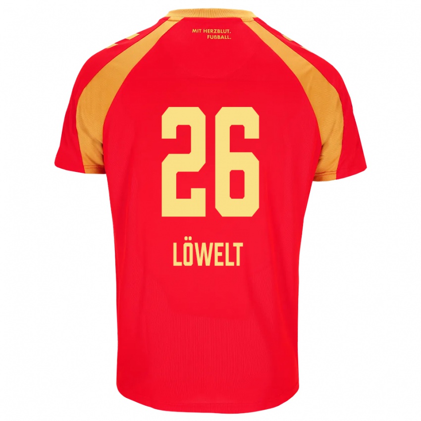 ילדים Luca Löwelt #26 אדום כתום שחור הרחק ג'רזי 2026/27 חולצה קצרה