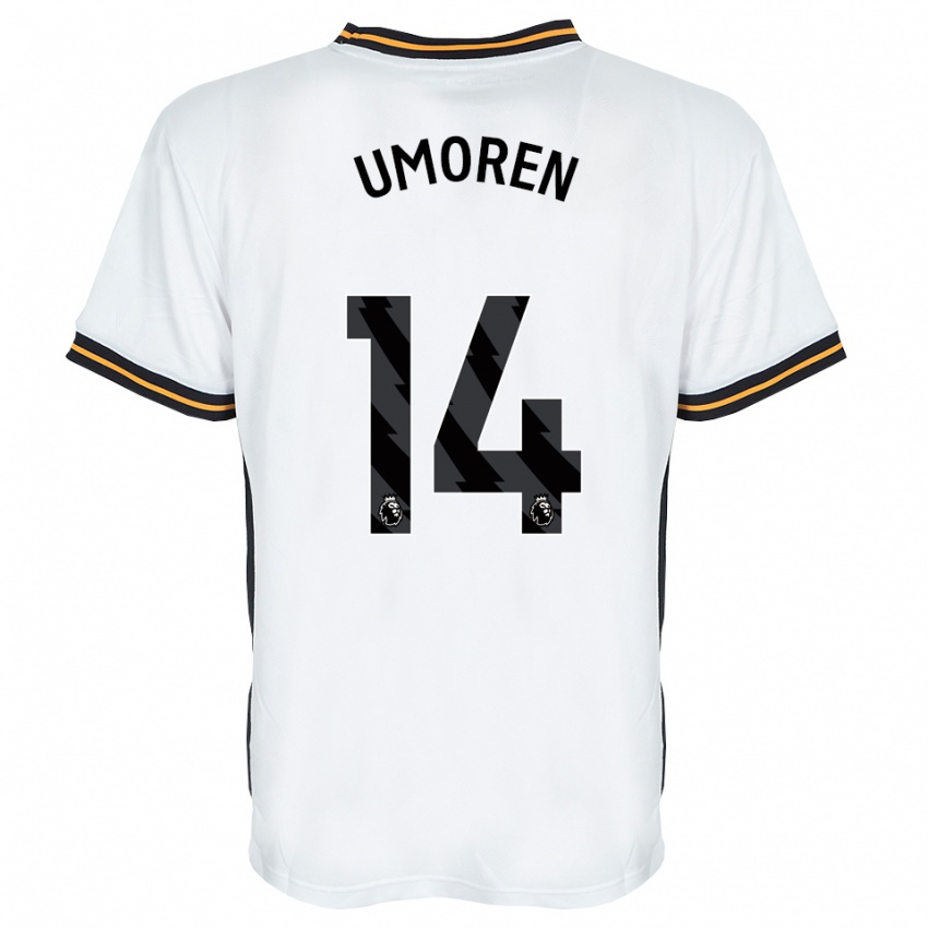 ילדים Ekemini Umoren #14 לבן כתום שחור הרחק ג'רזי 2026/27 חולצה קצרה
