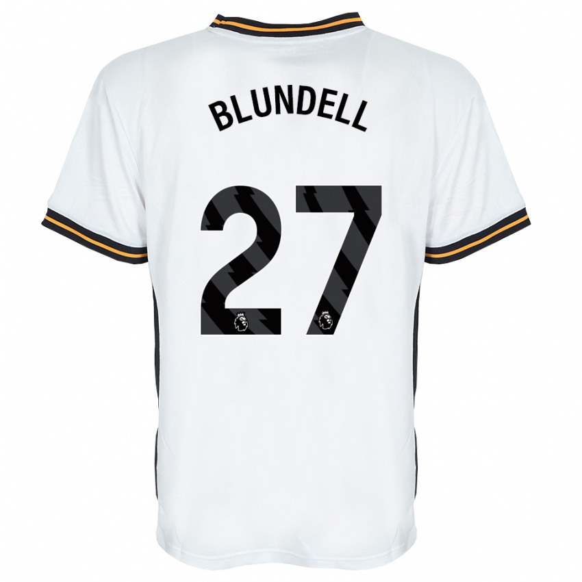 ילדים Maddie Blundell #27 לבן כתום שחור הרחק ג'רזי 2026/27 חולצה קצרה