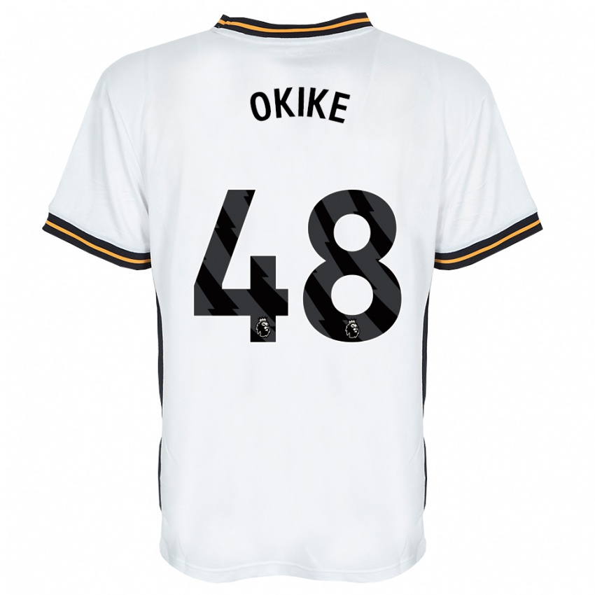 ילדים Calvin Okike #48 לבן כתום שחור הרחק ג'רזי 2026/27 חולצה קצרה