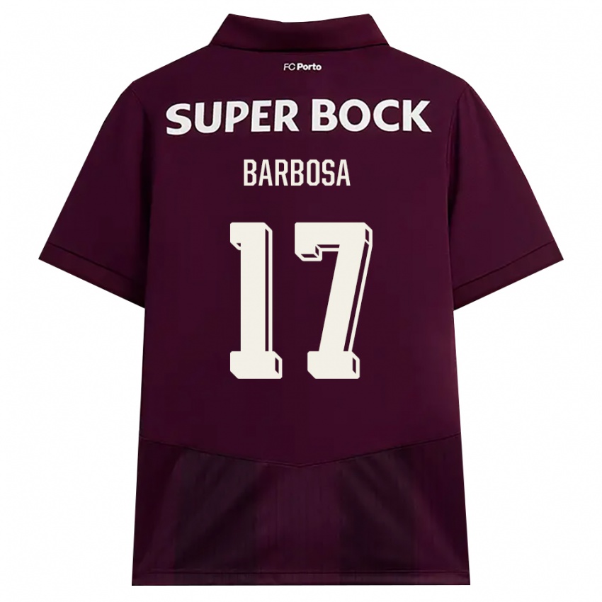 ילדים Rúben Barbosa #17 בורדו לבן הרחק ג'רזי 2026/27 חולצה קצרה