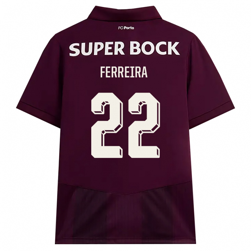 ילדים Joana Ferreira #22 בורדו לבן הרחק ג'רזי 2026/27 חולצה קצרה