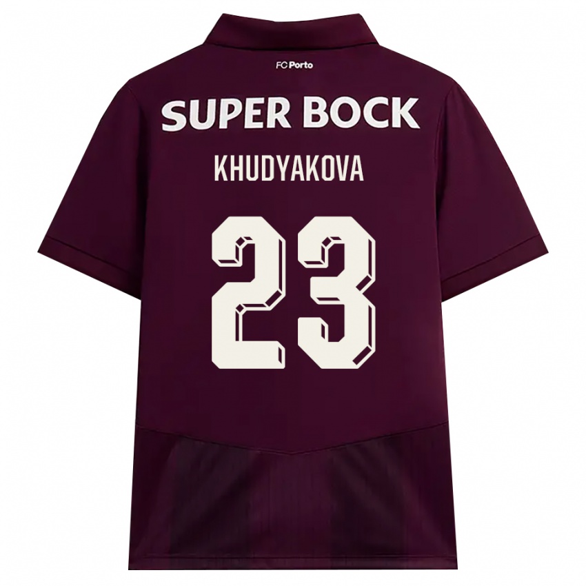 ילדים Verónica Khudyakova #23 בורדו לבן הרחק ג'רזי 2026/27 חולצה קצרה