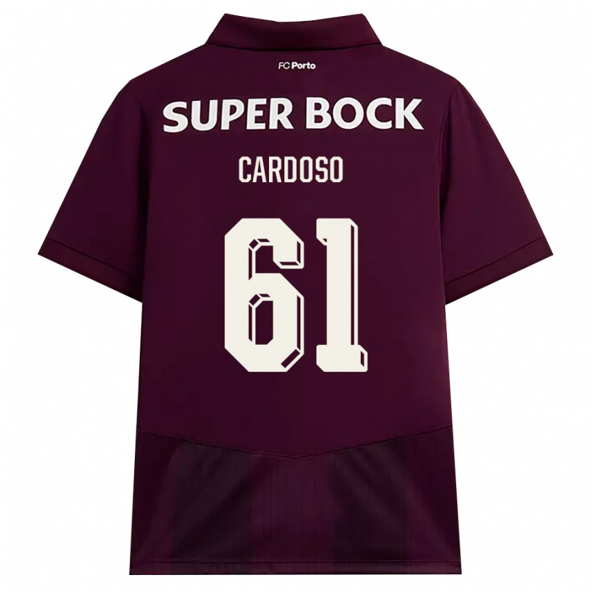 ילדים Ivan Cardoso #61 בורדו לבן הרחק ג'רזי 2026/27 חולצה קצרה