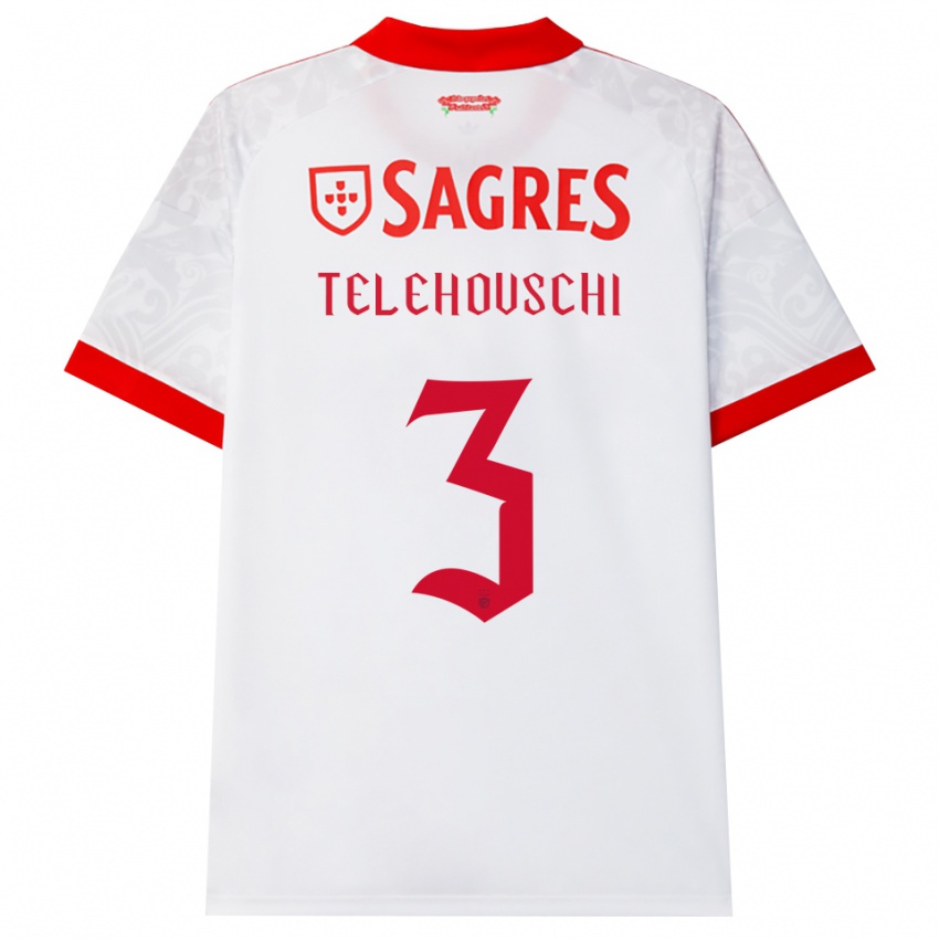 ילדים Dinis Telehovschi #3 לבן אדום צהוב הרחק ג'רזי 2026/27 חולצה קצרה
