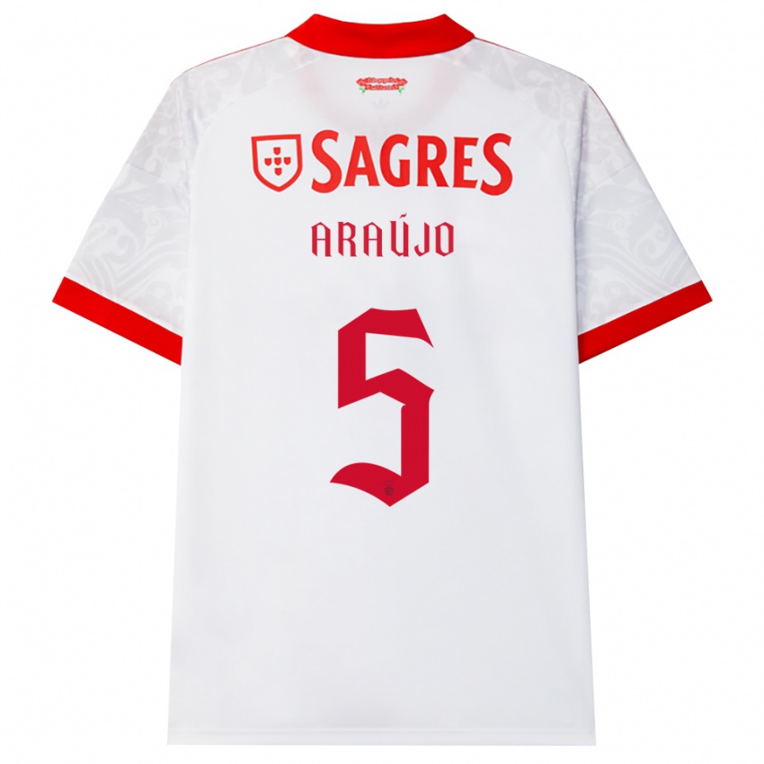 ילדים Ismail Araújo #5 לבן אדום צהוב הרחק ג'רזי 2026/27 חולצה קצרה