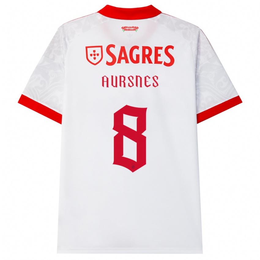 ילדים Fredrik Aursnes #8 לבן אדום צהוב הרחק ג'רזי 2026/27 חולצה קצרה