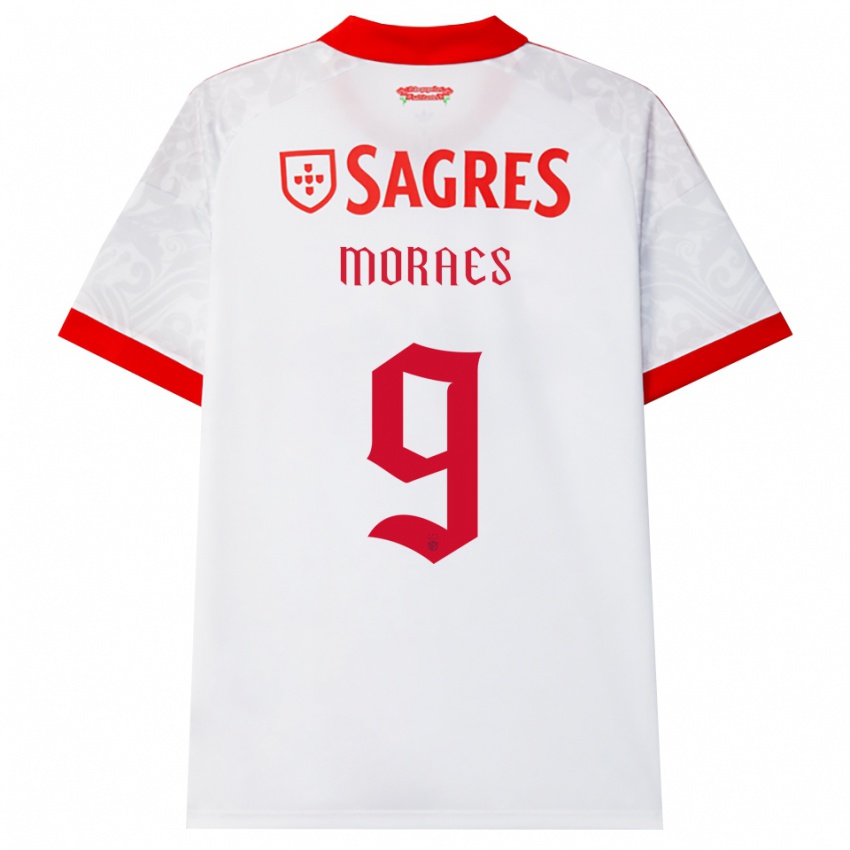 ילדים Luca Moraes #9 לבן אדום צהוב הרחק ג'רזי 2026/27 חולצה קצרה