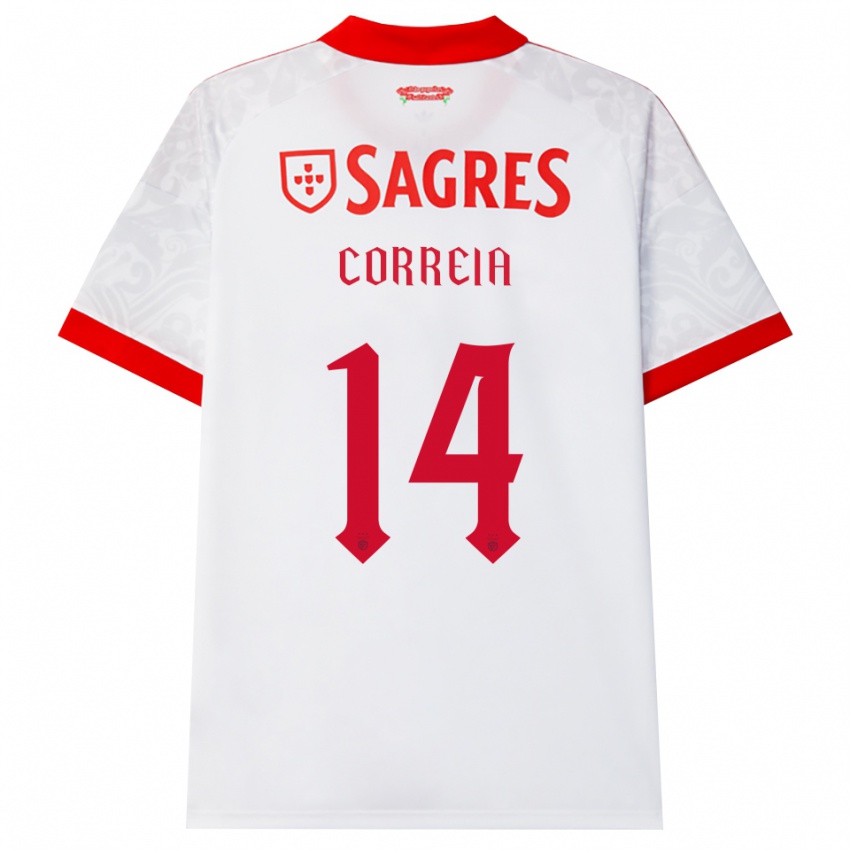 ילדים Rúben Correia #14 לבן אדום צהוב הרחק ג'רזי 2026/27 חולצה קצרה
