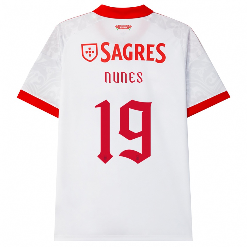 ילדים Bernardo Nunes #19 לבן אדום צהוב הרחק ג'רזי 2026/27 חולצה קצרה