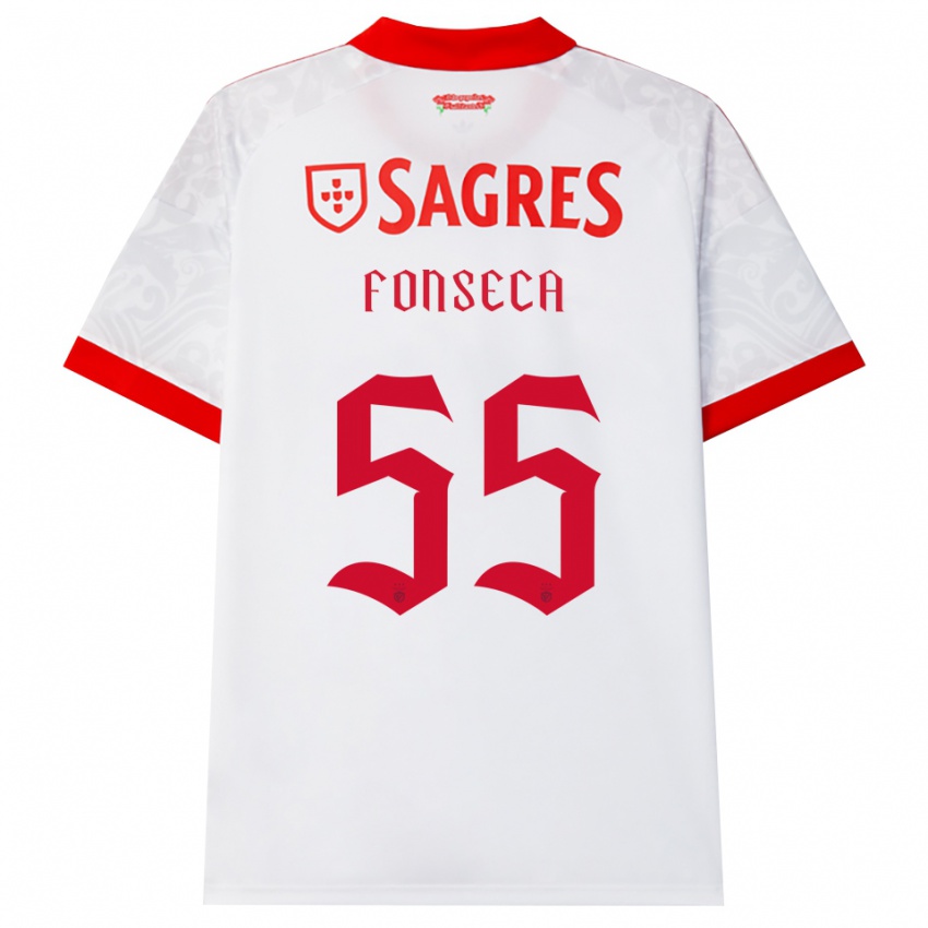 ילדים João Fonseca #55 לבן אדום צהוב הרחק ג'רזי 2026/27 חולצה קצרה