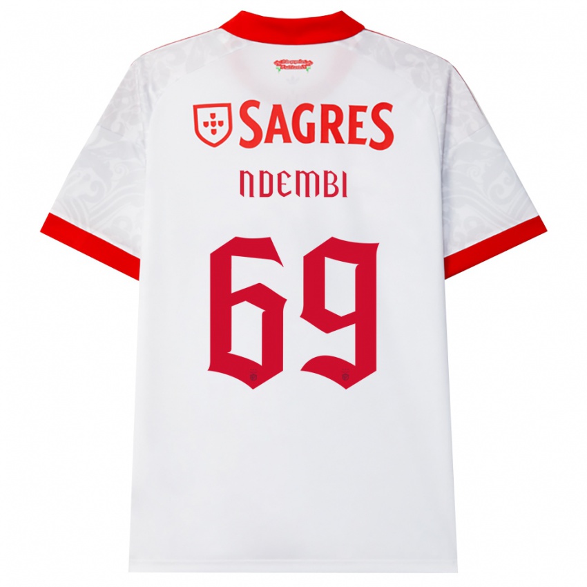 ילדים Michée Ndembi #69 לבן אדום צהוב הרחק ג'רזי 2026/27 חולצה קצרה