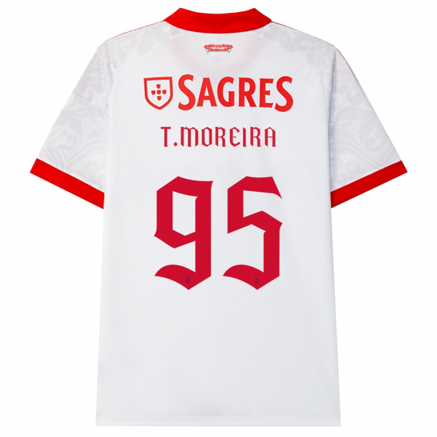 ילדים Tomás Moreira #95 לבן אדום צהוב הרחק ג'רזי 2026/27 חולצה קצרה