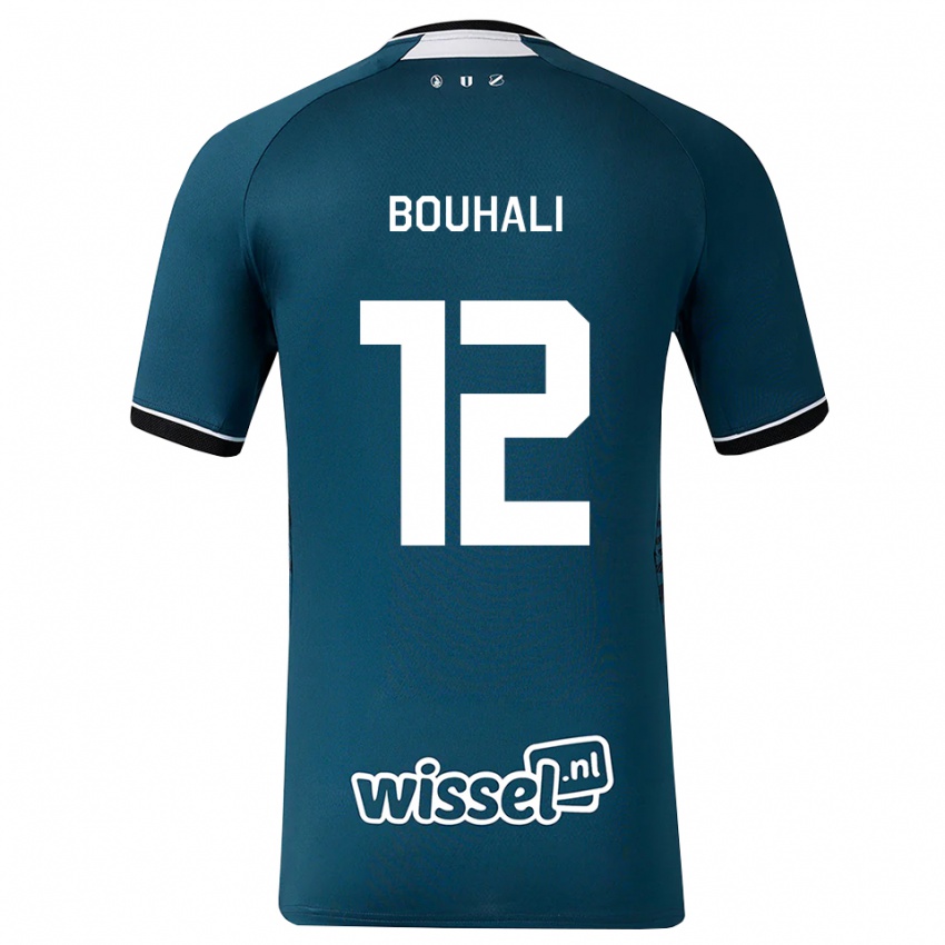 ילדים Nassir Bouhali #12 אפור כהה לבן הרחק ג'רזי 2026/27 חולצה קצרה