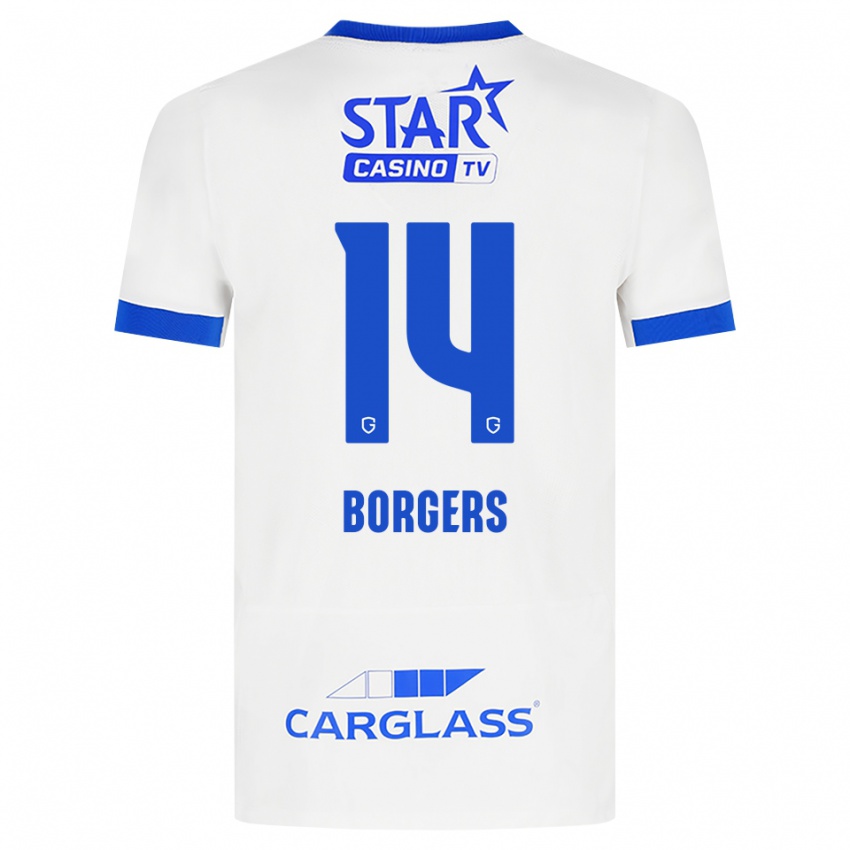 ילדים Lander Borgers #14 לבן כחול הרחק ג'רזי 2026/27 חולצה קצרה