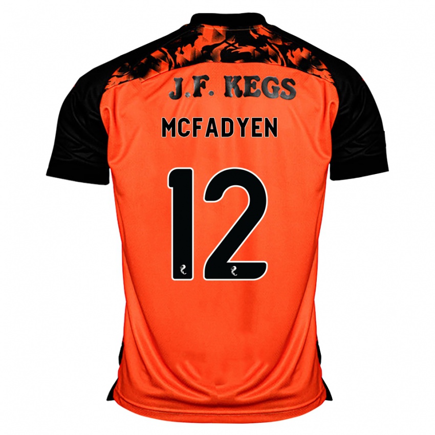 גברים Stacey Mcfadyen #12 כתום שחור לבן ג'רזי ביתית 2026/27 חולצה קצרה