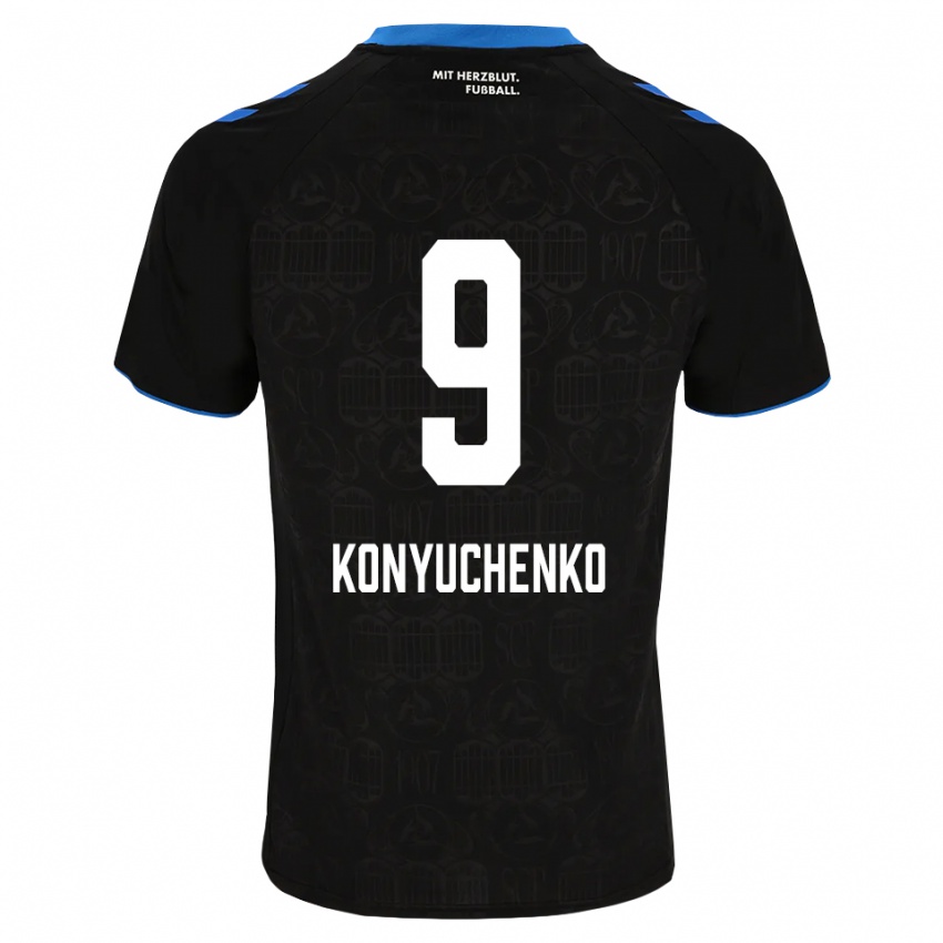 גברים Yehor Konyuchenko #9 שחור לבן אדום ג'רזי ביתית 2026/27 חולצה קצרה
