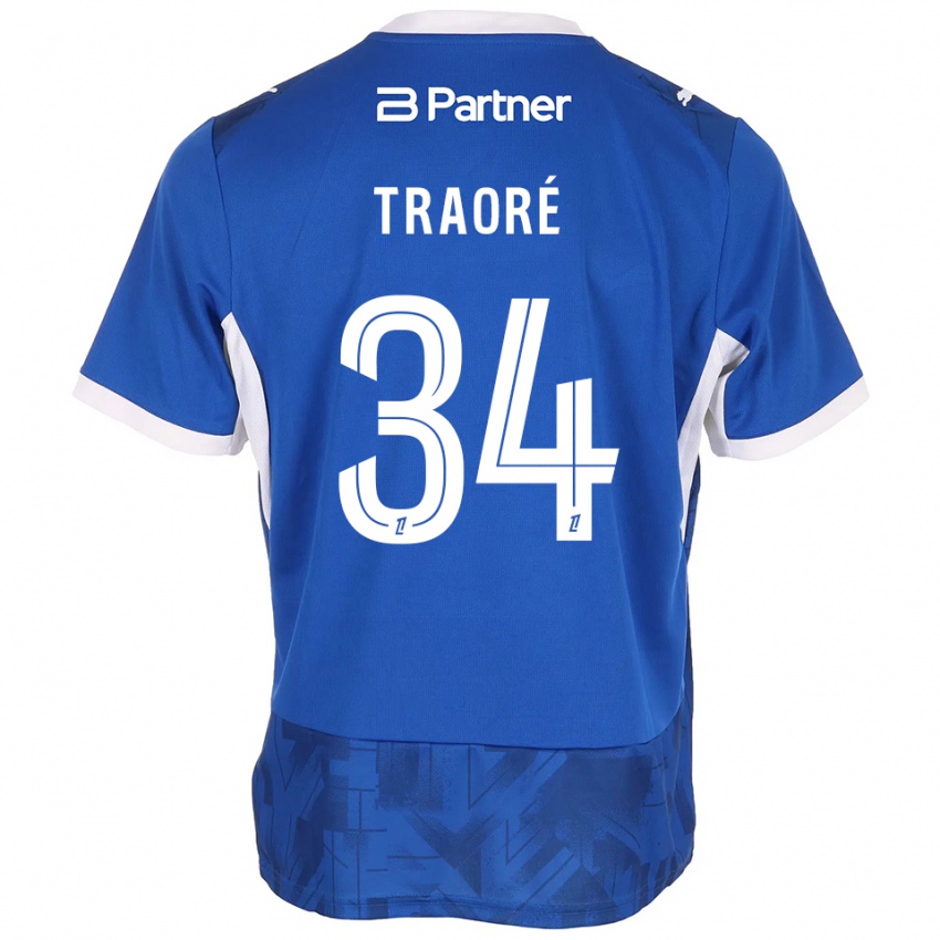 גברים Ibrahim Traoré #34 כחול בינוני לבן ג'רזי ביתית 2026/27 חולצה קצרה