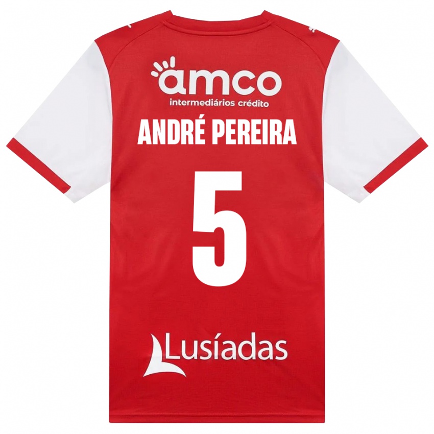 גברים João André Pereira #5 לבן אדום שחור ג'רזי ביתית 2026/27 חולצה קצרה