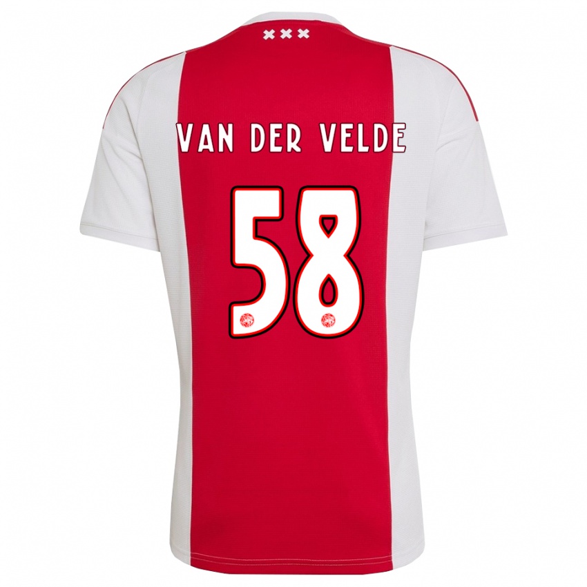 גברים Valentijn Van Der Velde #58 אדום לבן צהוב ג'רזי ביתית 2026/27 חולצה קצרה