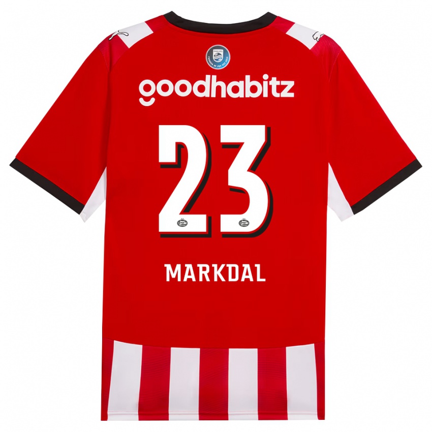 גברים Mikkel Markdal #23 אדום לבן שחור ג'רזי ביתית 2026/27 חולצה קצרה