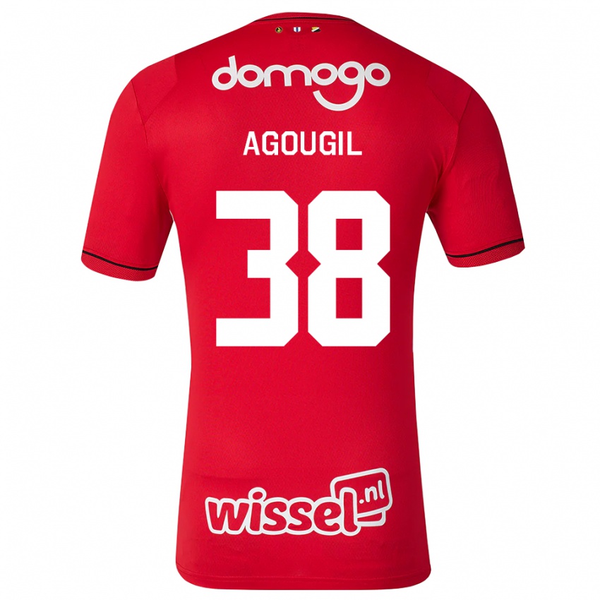 גברים Oualid Agougil #38 אדום לבן שחור ג'רזי ביתית 2026/27 חולצה קצרה