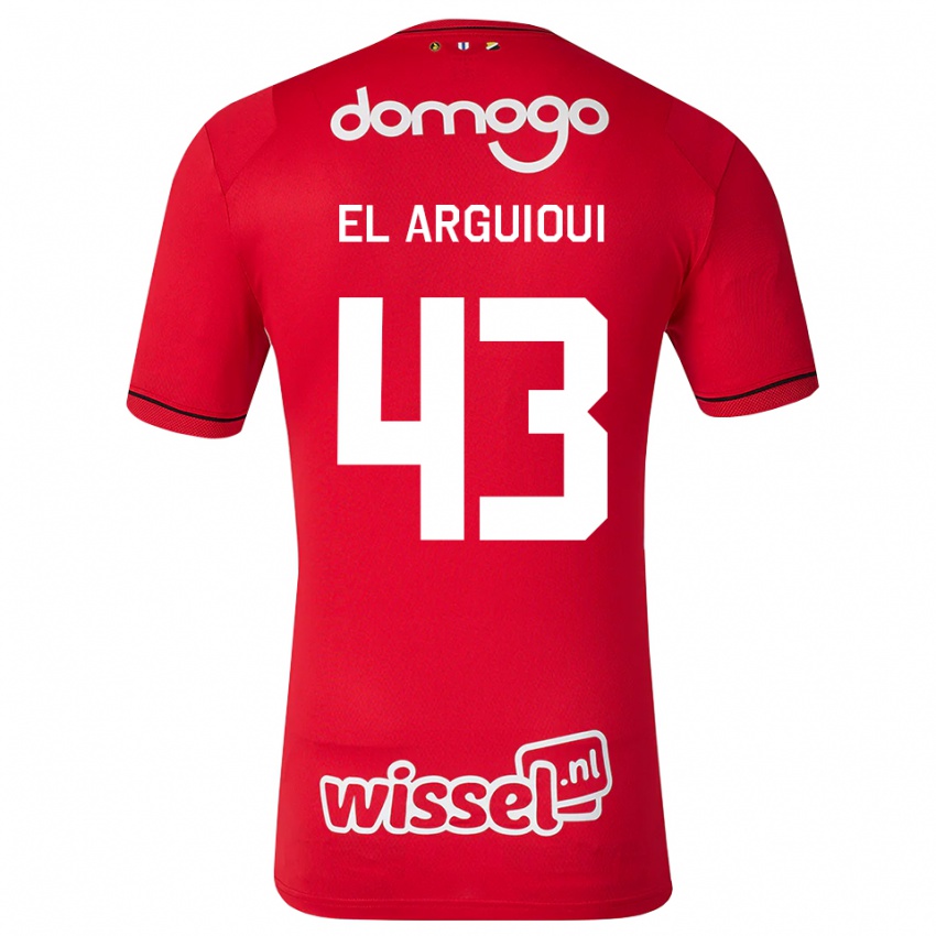 גברים Rafik El Arguioui #43 אדום לבן שחור ג'רזי ביתית 2026/27 חולצה קצרה