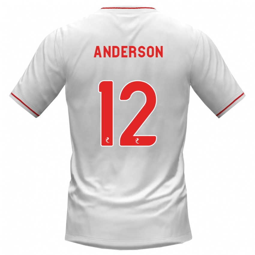 גברים Rhys Anderson #12 לבן אדום הרחק ג'רזי 2026/27 חולצה קצרה