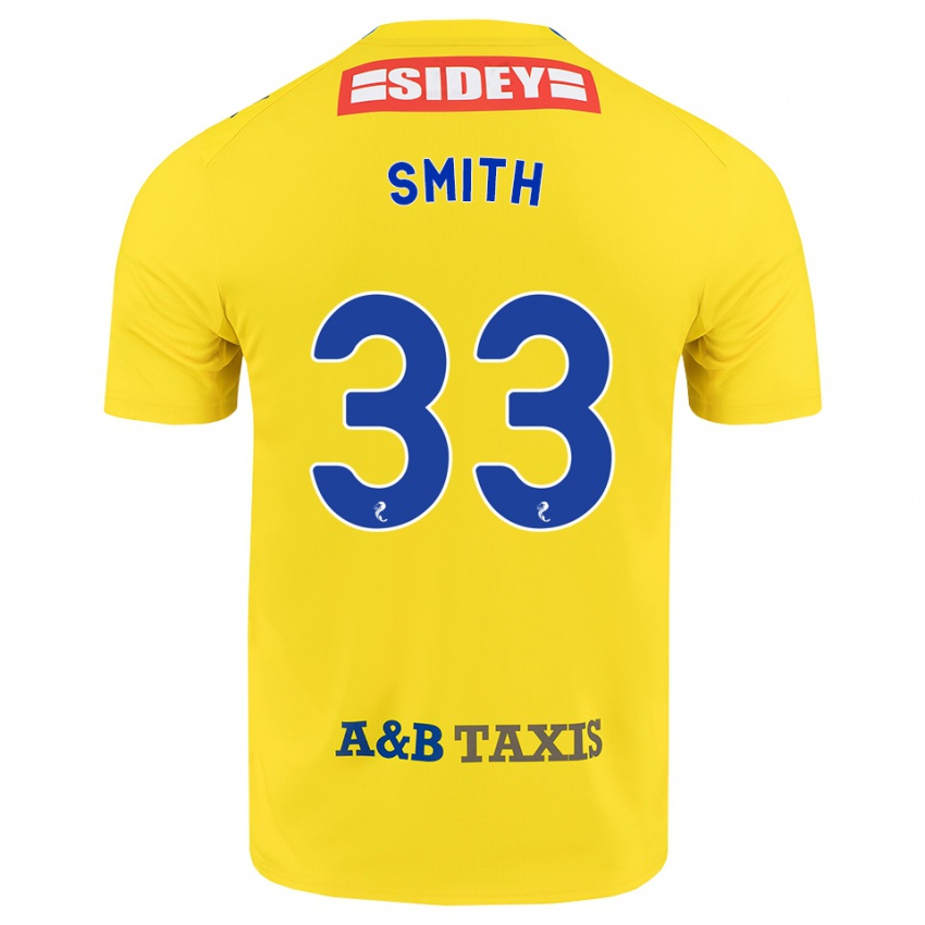 גברים Liam Smith #33 צהוב כחול שחור הרחק ג'רזי 2026/27 חולצה קצרה