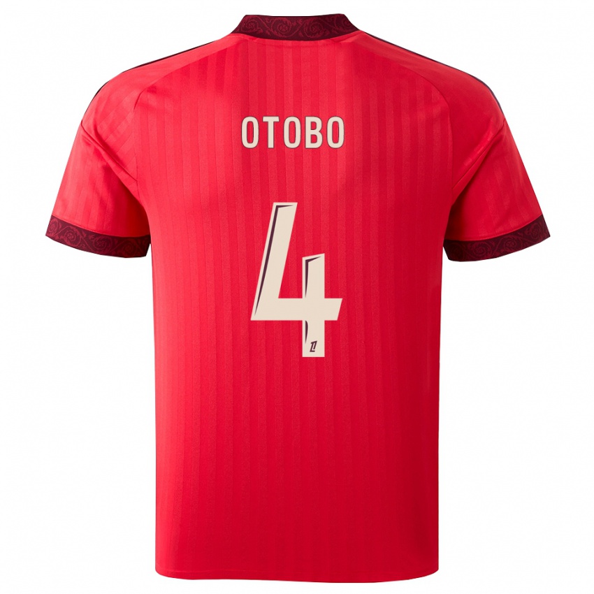 גברים Melvyn Otobo #4 בורגונדי אדום לבן הרחק ג'רזי 2026/27 חולצה קצרה