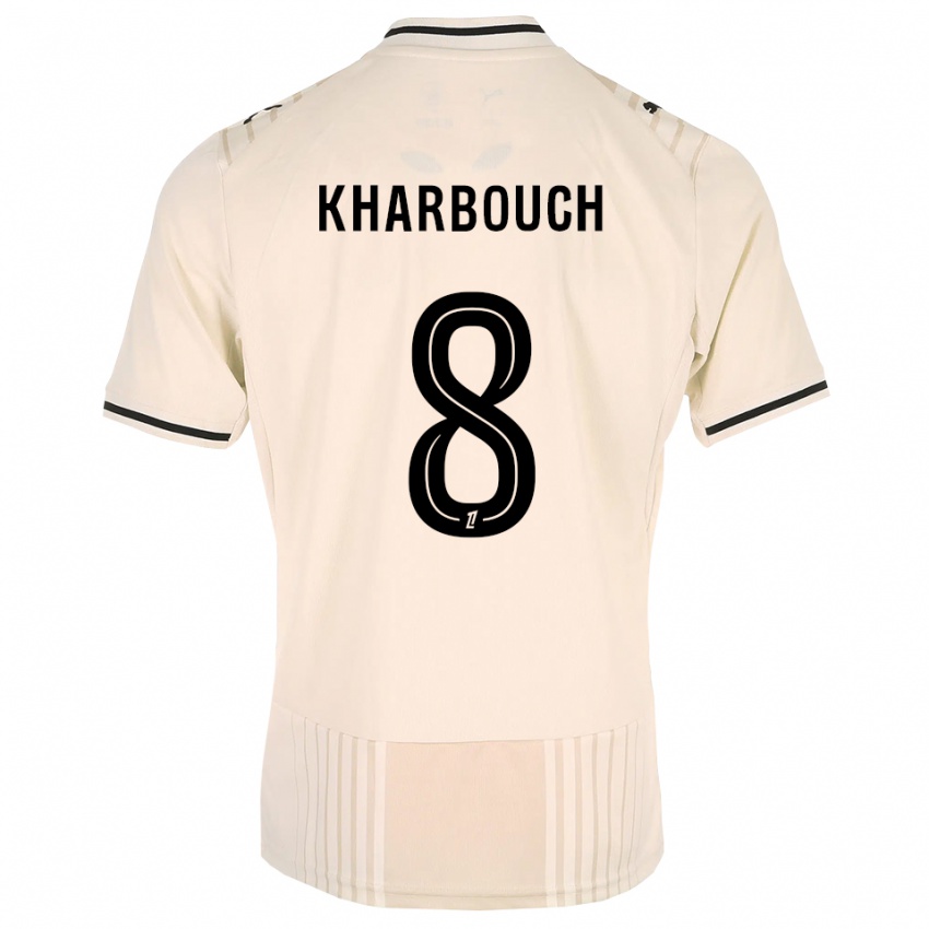 גברים Yanis Kharbouch #8 תחרה ישנה שחור לבן עתיק הרחק ג'רזי 2026/27 חולצה קצרה