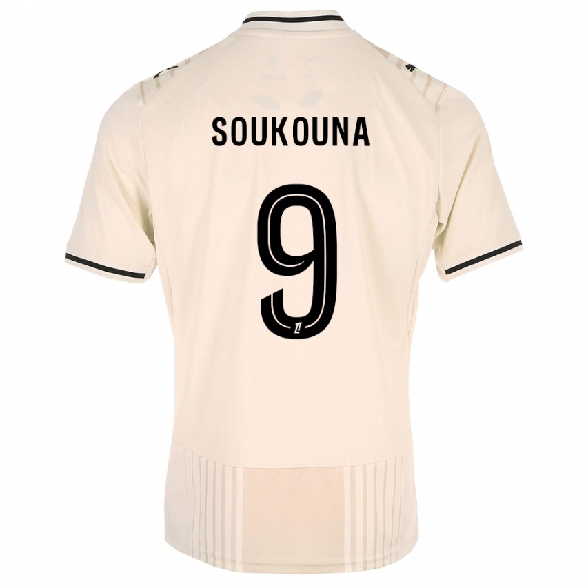 גברים Idrissa Soukouna #9 תחרה ישנה שחור לבן עתיק הרחק ג'רזי 2026/27 חולצה קצרה