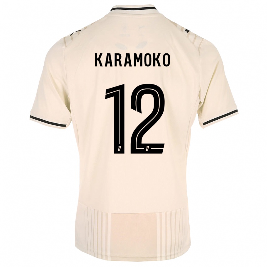 גברים Noah Karamoko #12 תחרה ישנה שחור לבן עתיק הרחק ג'רזי 2026/27 חולצה קצרה