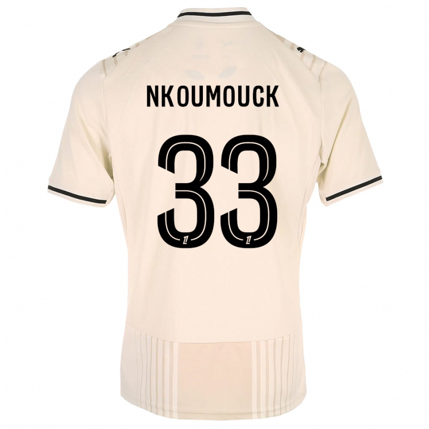 גברים Marc-Anthony Nkoumouck #33 תחרה ישנה שחור לבן עתיק הרחק ג'רזי 2026/27 חולצה קצרה