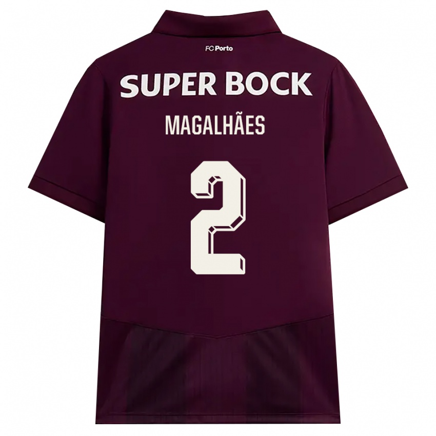 גברים Rafael Magalhães #2 בורדו לבן הרחק ג'רזי 2026/27 חולצה קצרה
