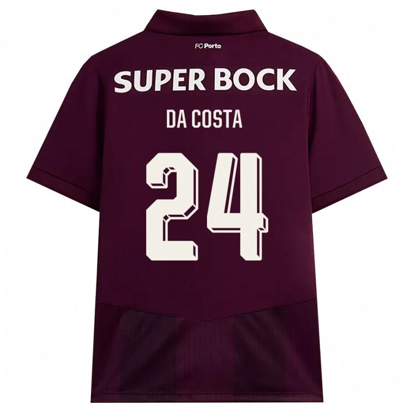 גברים Seif Da Costa #24 בורדו לבן הרחק ג'רזי 2026/27 חולצה קצרה