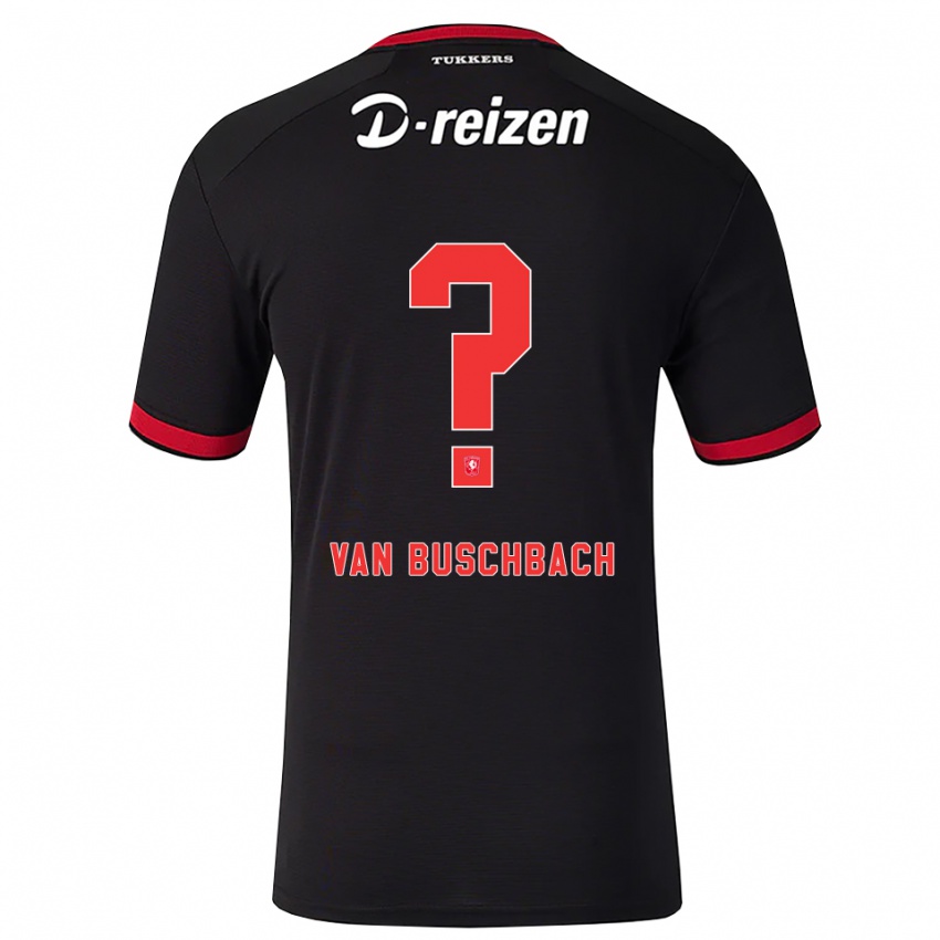 גברים Myles Van Buschbach #0 אדום לבן שחור הרחק ג'רזי 2026/27 חולצה קצרה