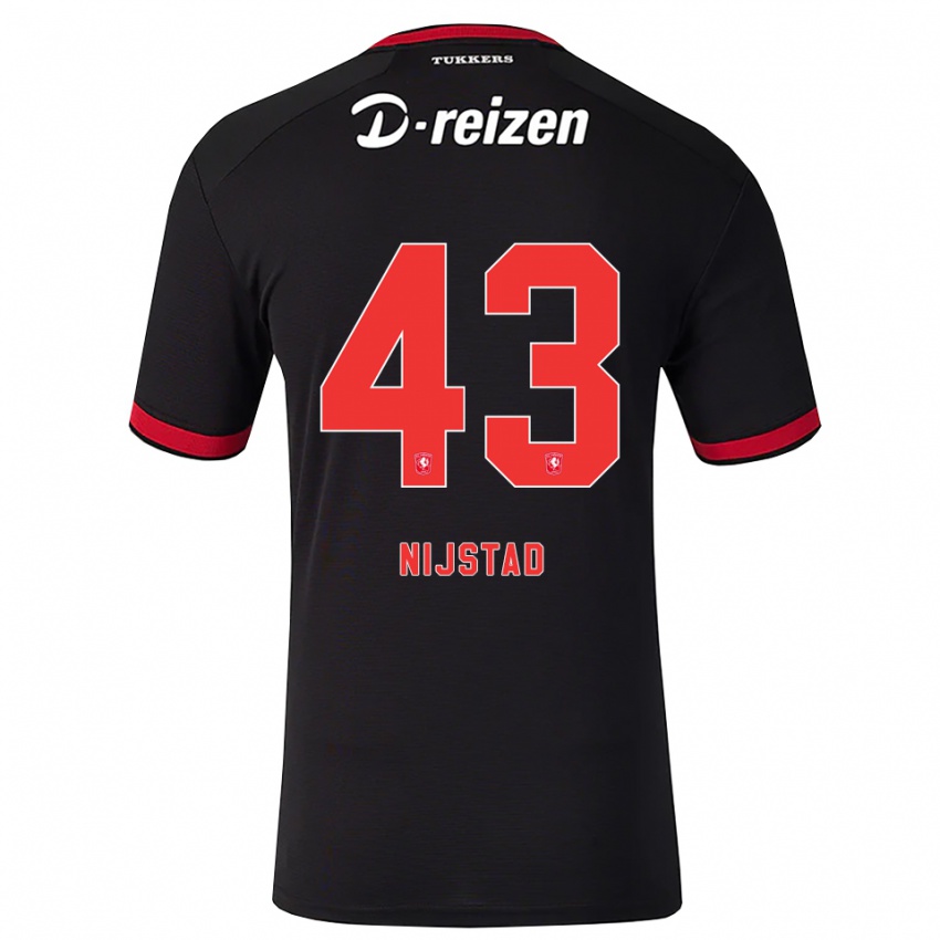 גברים Ruud Nijstad #43 אדום לבן שחור הרחק ג'רזי 2026/27 חולצה קצרה
