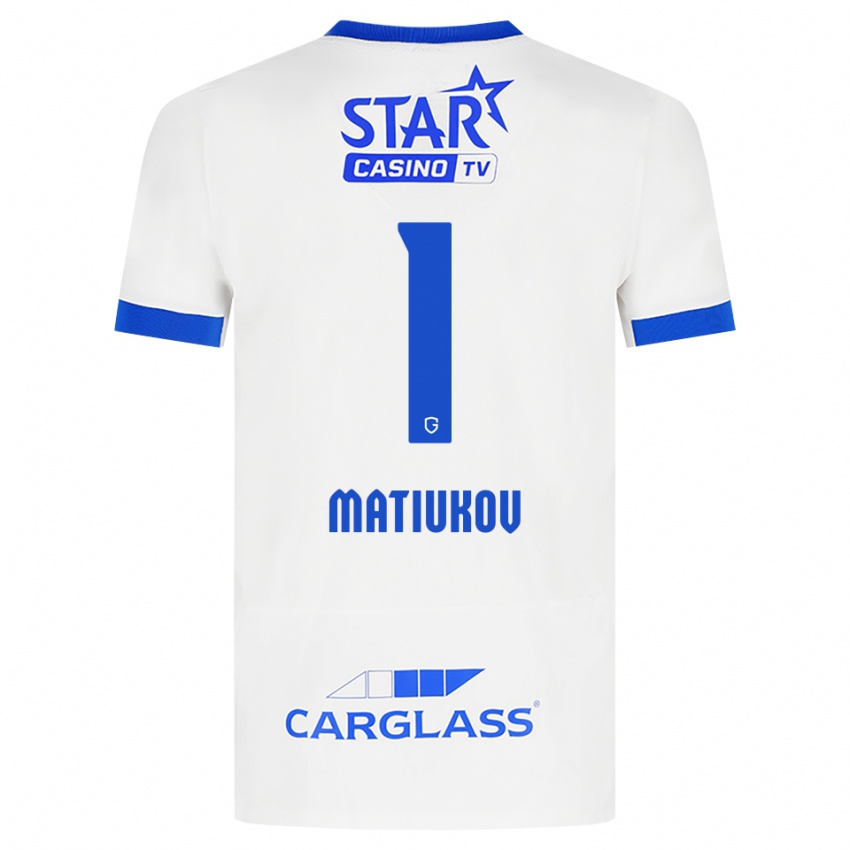 גברים Platon Matiukov #1 לבן כחול הרחק ג'רזי 2026/27 חולצה קצרה