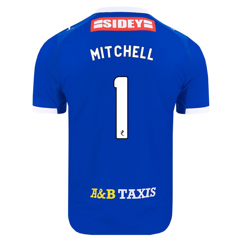 נשים Ellie Mitchell #1 כחול אדום צהוב ג'רזי ביתית 2026/27 חולצה קצרה