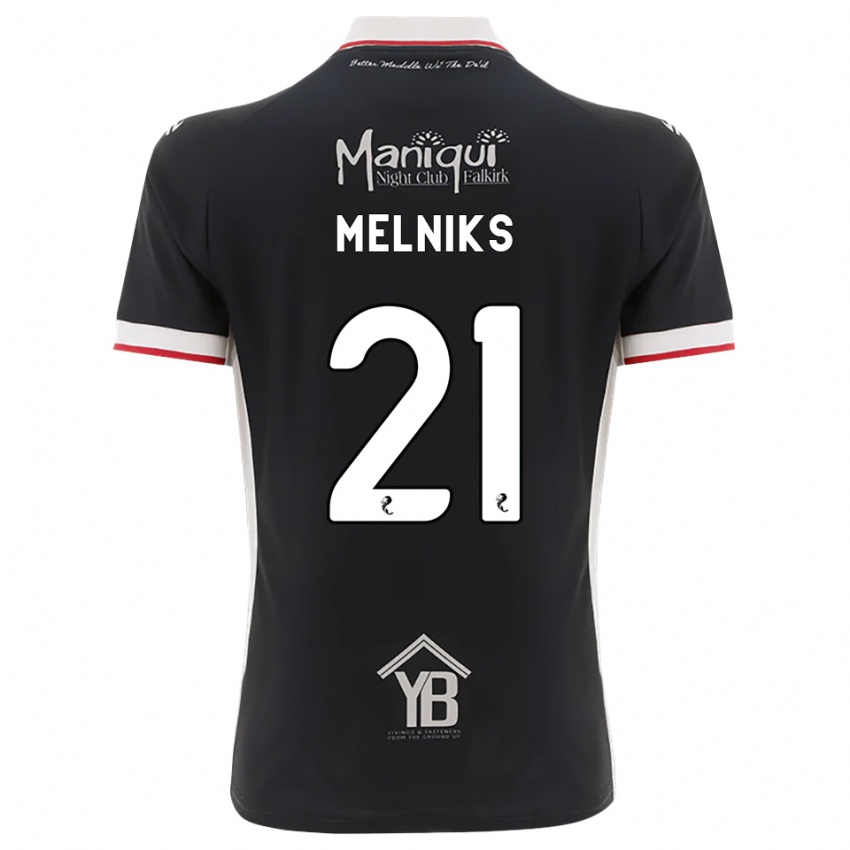 נשים Deniss Melniks #21 שחור לבן אדום ג'רזי ביתית 2026/27 חולצה קצרה