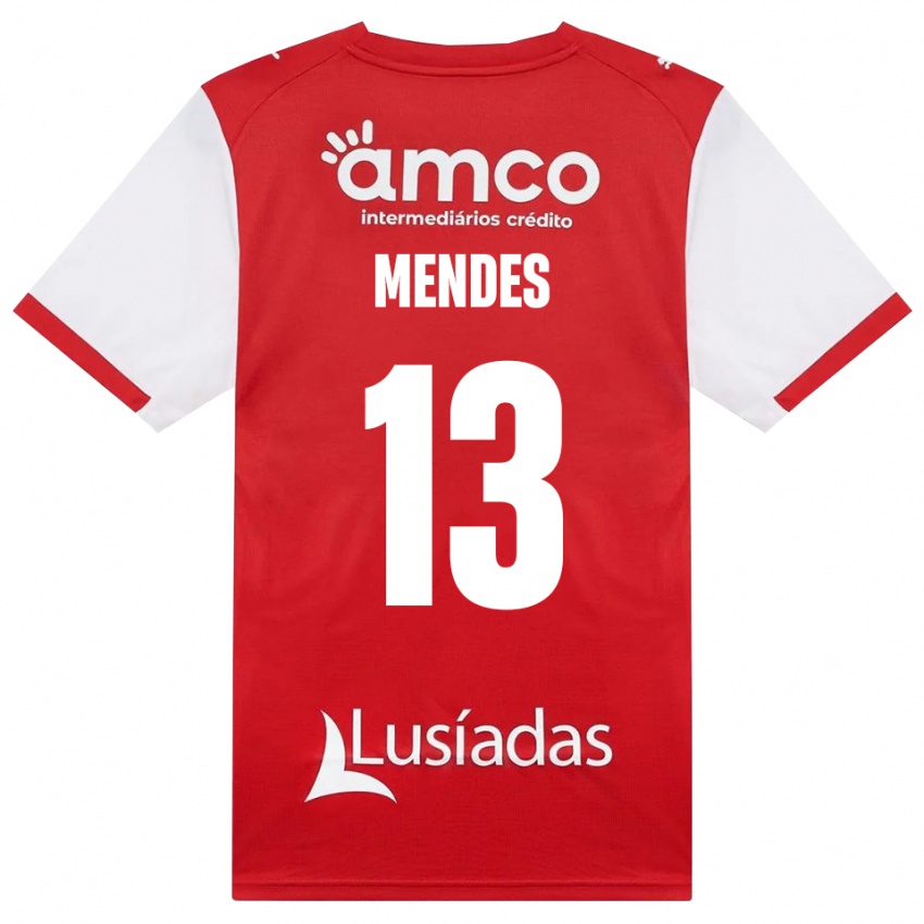 נשים Emmanuel Mendes #13 לבן אדום שחור ג'רזי ביתית 2026/27 חולצה קצרה